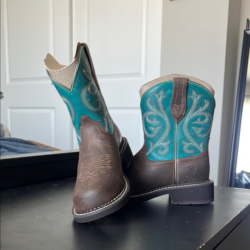 Ariat Turquoise and Brown Fatbaby Boots